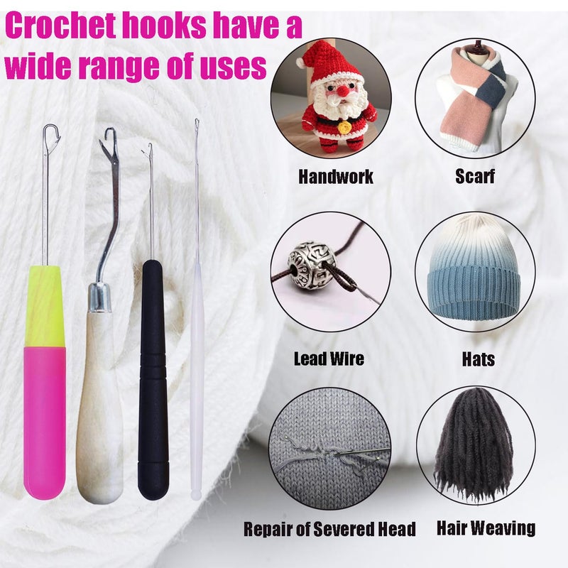 HAMIYELL Pack of 5 Different Sizes Latch Hook Crochet Needle Hook Tools for Braid Hair, Scarf Carpet Making and Other Crafts - Image 3